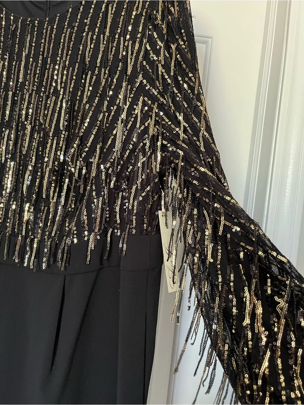 🖤✨ Eliza J Sequin Fringe Straight-Leg Jumpsuit Dress Sequin Size 18W NWT